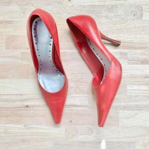 Red leather pointed heel size 8 BCBG